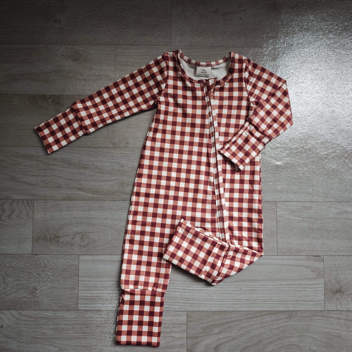 Baby Boys Red Checked Fall Two Way Zip Convertible Rompers
