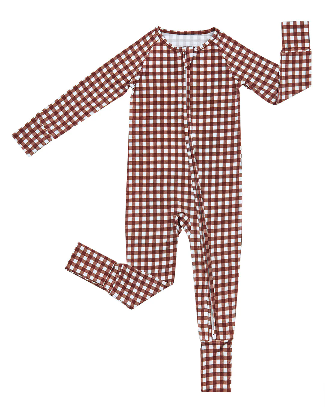 Preorder moq 5 Baby Boys Red Checked Fall Two Way Zip Convertible Rompers
