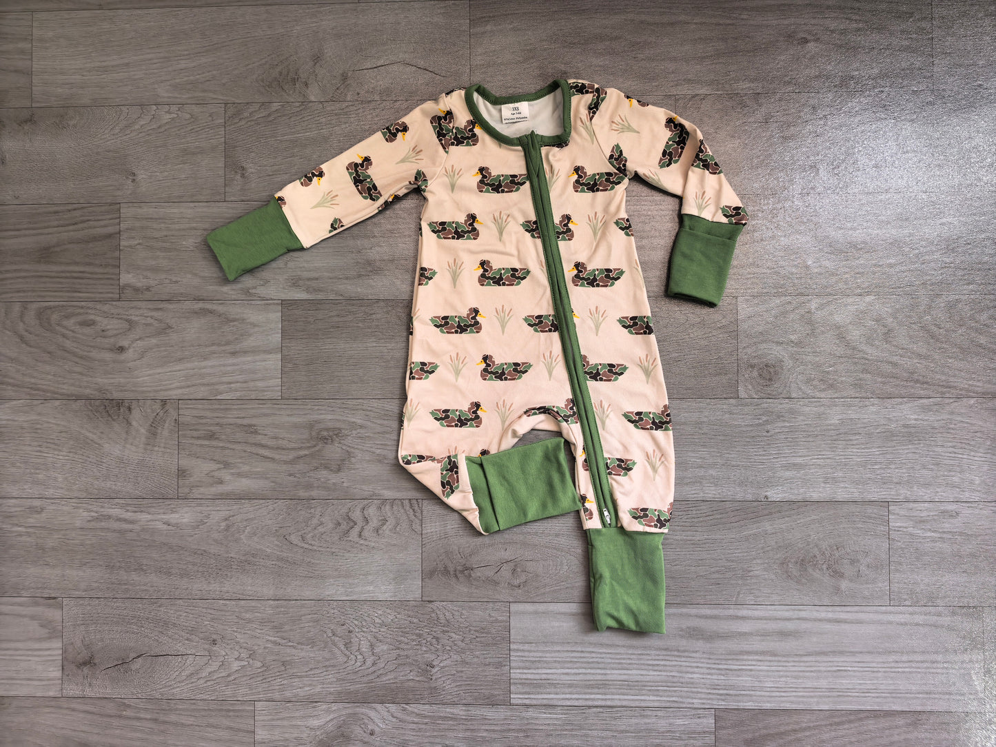 Baby Boys Camo Ducks Hunting Two Way Zip Convertible Rompers