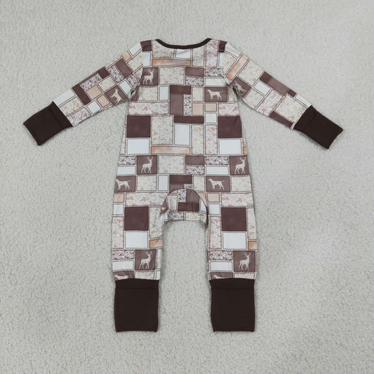 Sibling Baby Boys Deer Ducks Camo Checked Hunting Zip Rompers Blanket
