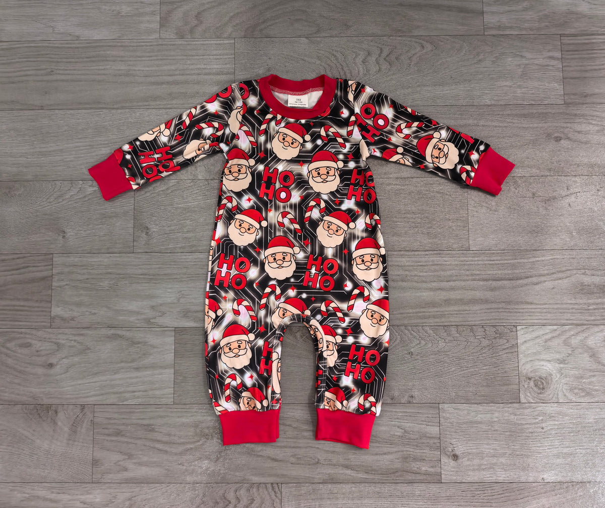 Baby Boys Santa Candy Cane Ho Ho Christmas Pant Rompers
