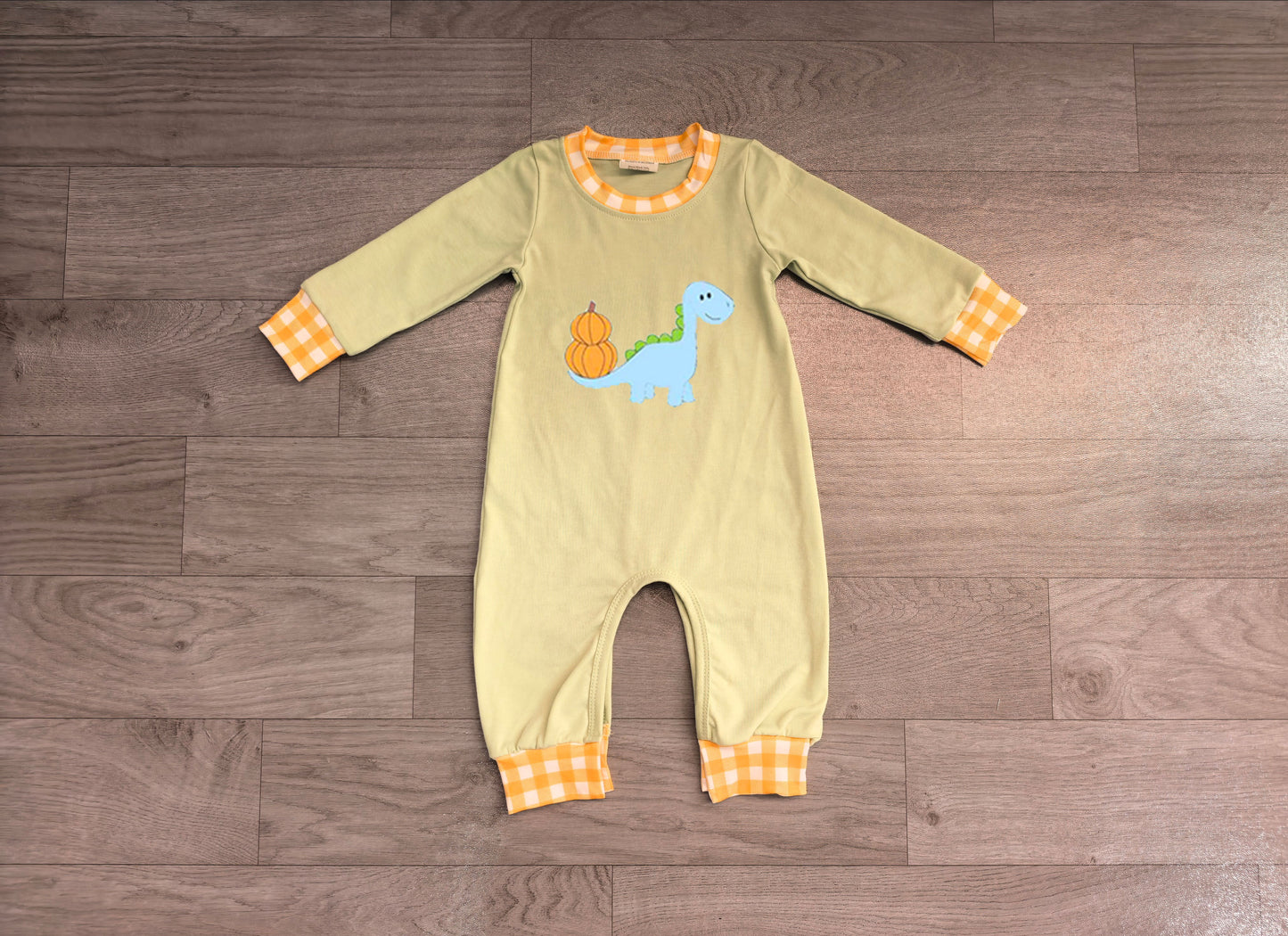 Embroidery Pumpkins Dinosaur Baby Boys Fall Pant Rompers Preorder