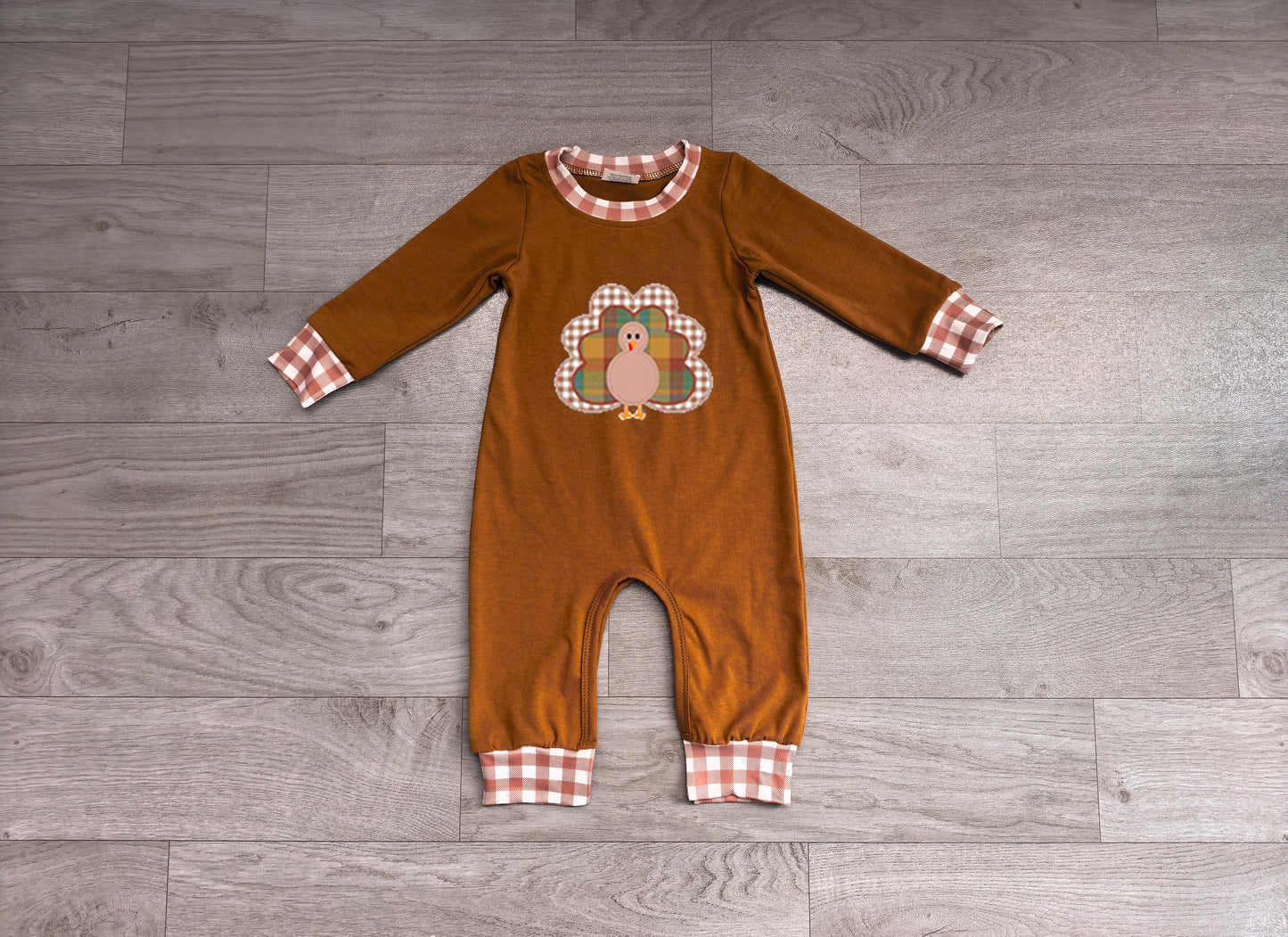 Embroidery Turkey Baby Girls Thanksgivings Pant Rompers Preorder