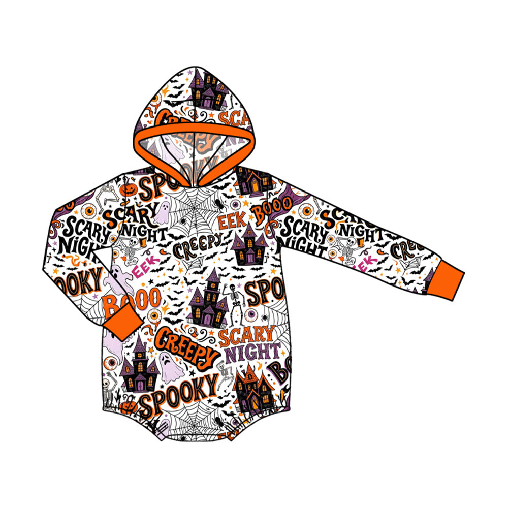 Preorder moq 5 Baby Boys Ghosts Spooky BOO Halloweens Hoodie Rompers