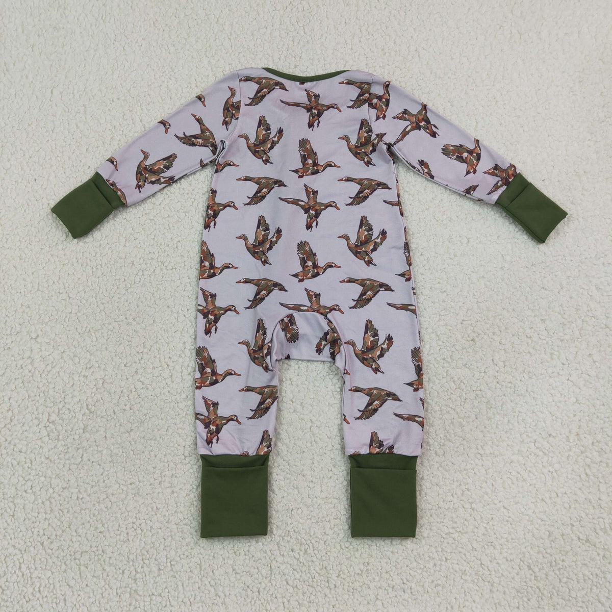 Baby Boys Camo Ducks Hunting Two Way Zip Convertible Romper