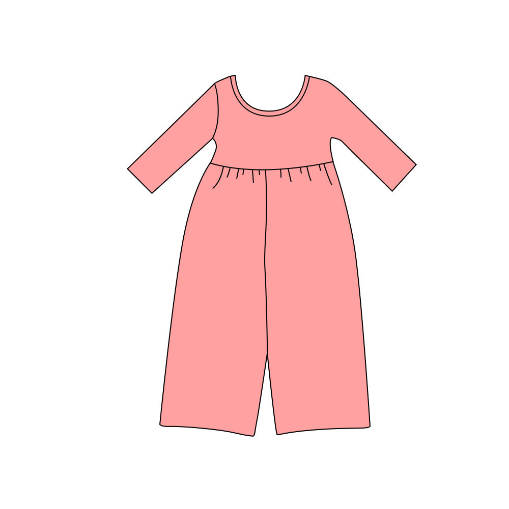 Preorder moq 5 Baby Girls Peach Long Sleeve Pant Jumpsuits