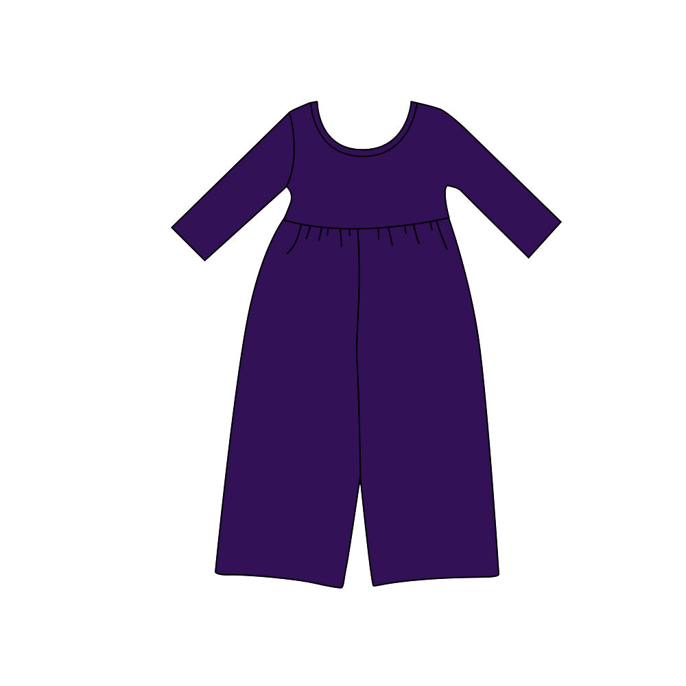 Preorder moq 5 Baby Girls Purple Long Sleeve Pant Jumpsuits
