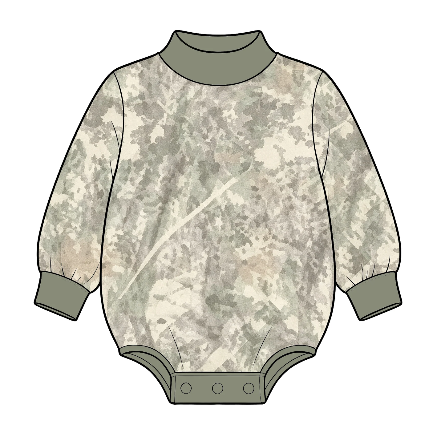 Preorder Baby Boys Long Sleeve Southern Khaki Leaves Camo Rompers