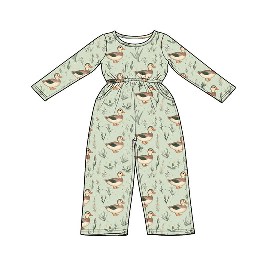 Baby Girls Flowers Ducks Hunting Pockets Pant Jumpsuits Preorder