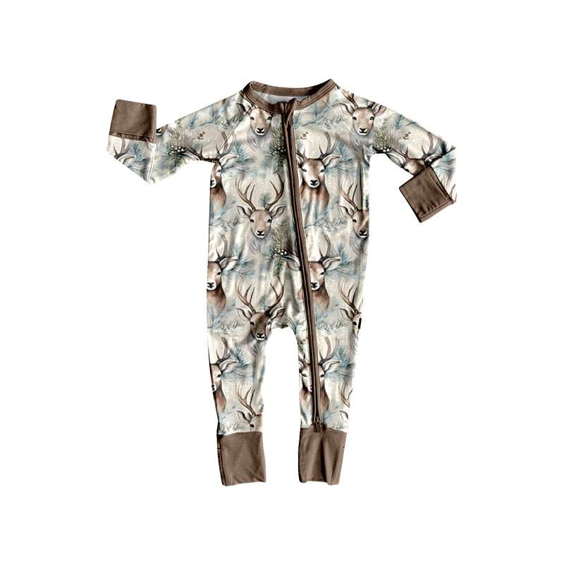 Baby Boys Deer Camo Hunting Two Way Zip Convertible Rompers Preorder