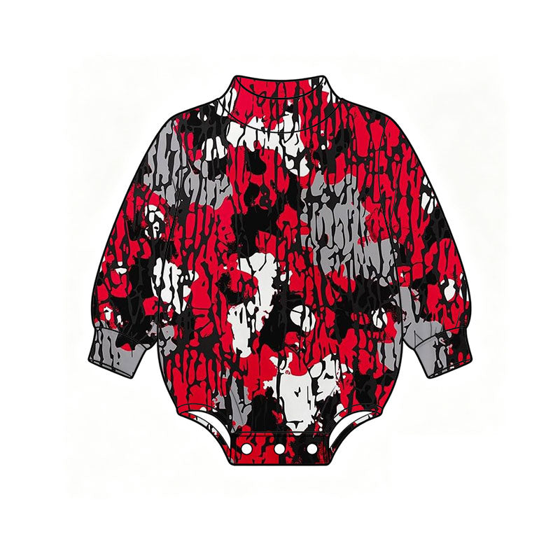 Preorder moq 5 Baby Boys Long Sleeve Red Black Choker Rompers
