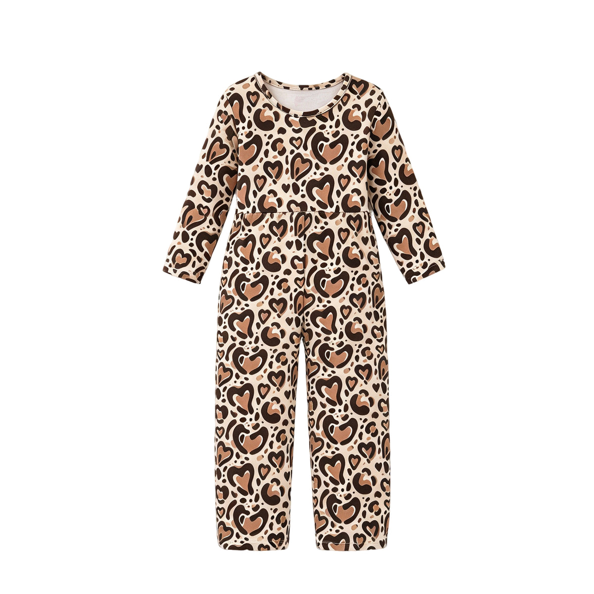 Preorder moq 5 Baby Girls Khaki Hearts Leopard Valentines Pant Jumpsuits
