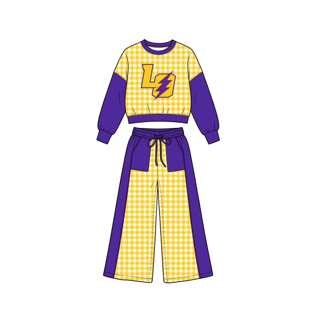Preorder (moq 5)Baby Girls Lone Oak Tops Pockets Pants School Team Clothes Sets