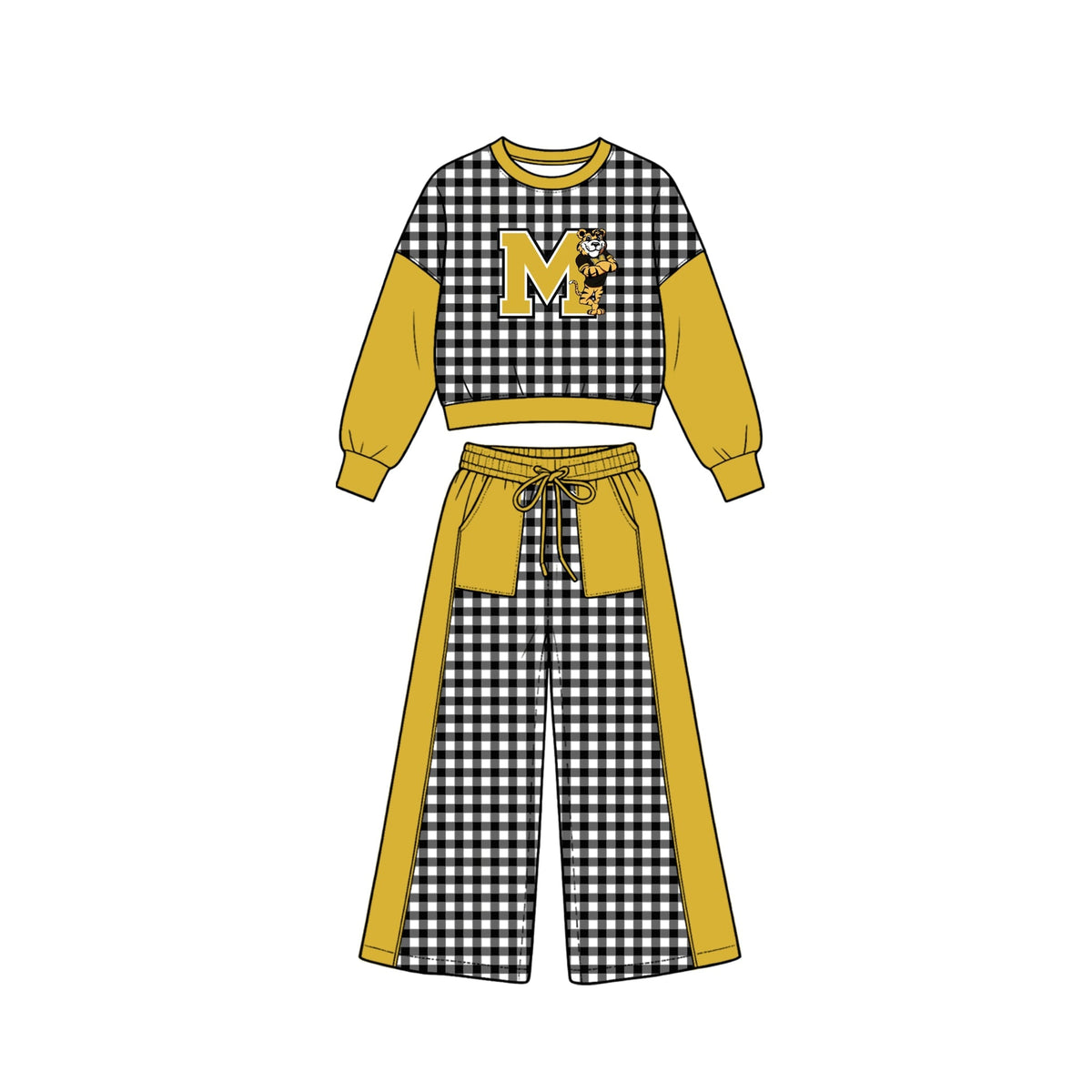Preorder (moq 5)Baby Girls Murray Tops Pockets Pants School Team Clothes Sets