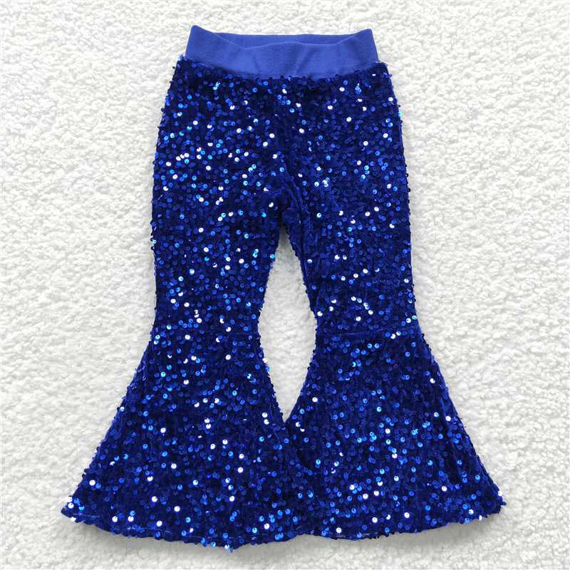 USA Shop Baby Girls Blue Sequin Bell Bottom Pants