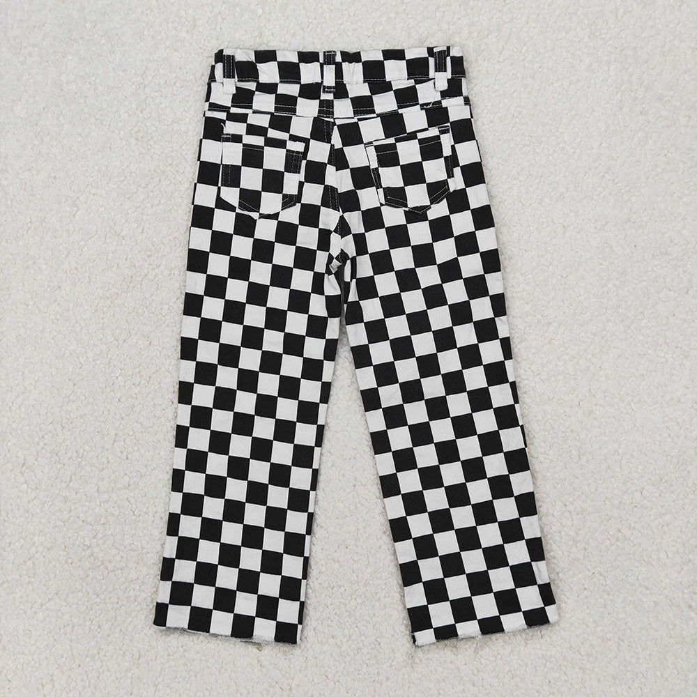 Baby Boys Black Check Denim Cool Pants