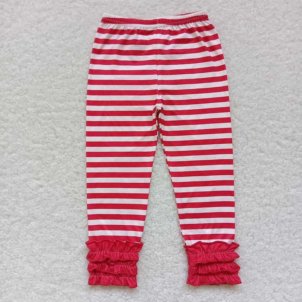 Sibling Girls Baby Christmas Kids Stripes Icing Ruffle Bottom Pants