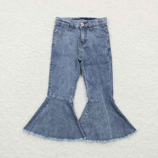 Sibling Baby Girls Blue Ruffle Bell Bottom Denim Pants Jeans
