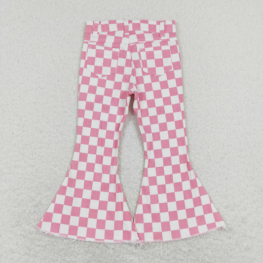 USA Shop Baby Girls Pink White Checkered Denim Bell Jeans Pants