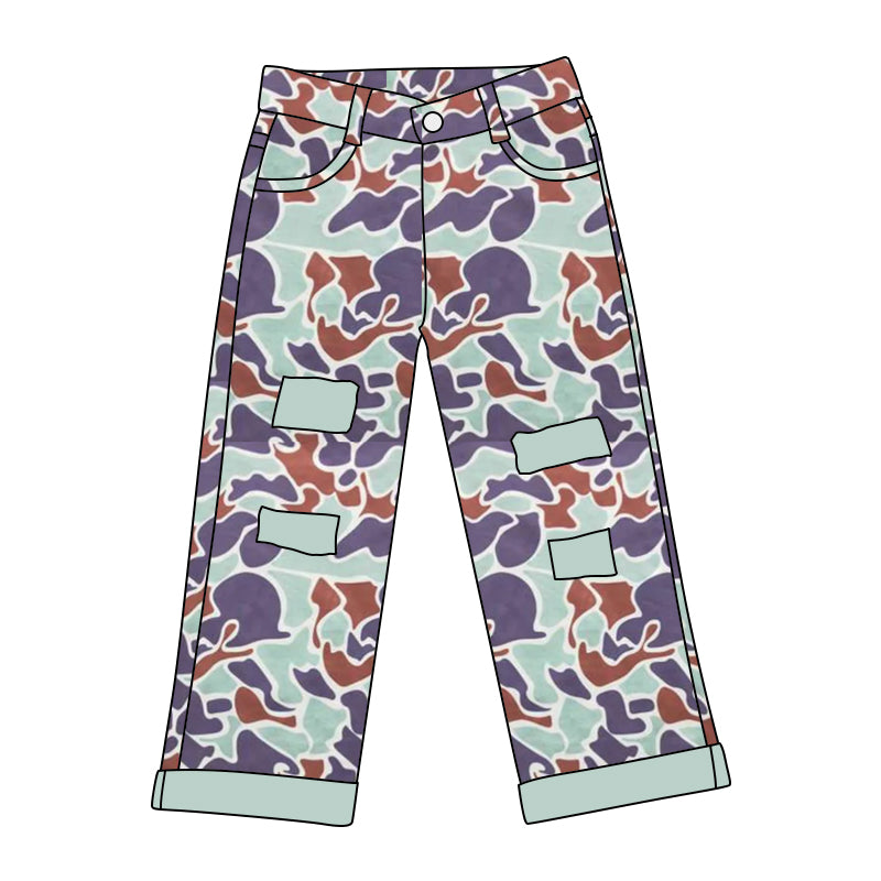 Baby Boys Blue Camo Distressed Denim Pants Jeans preorder