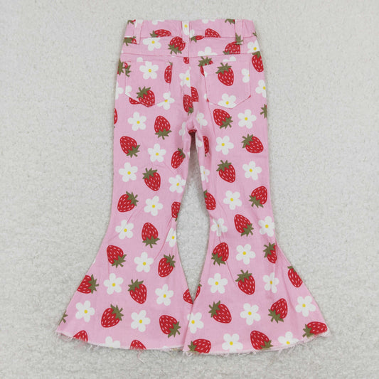 USA Shop Baby Girls Strawberry Flowers Spring Denim Pants Jeans