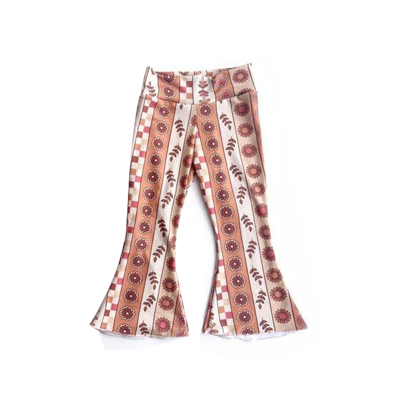 Baby Girls Western Flowers Leaves Bell Bottom Pants Preorder
