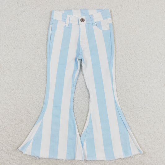 Sibling Baby Girls Colorful Stripes Bell Bottom Denim Jeans Pants