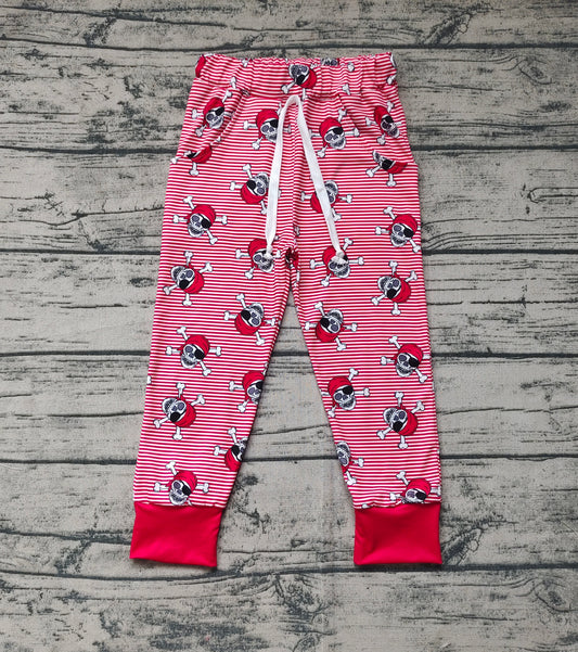 Baby Boys Halloween Red Stripes Skulls Pants