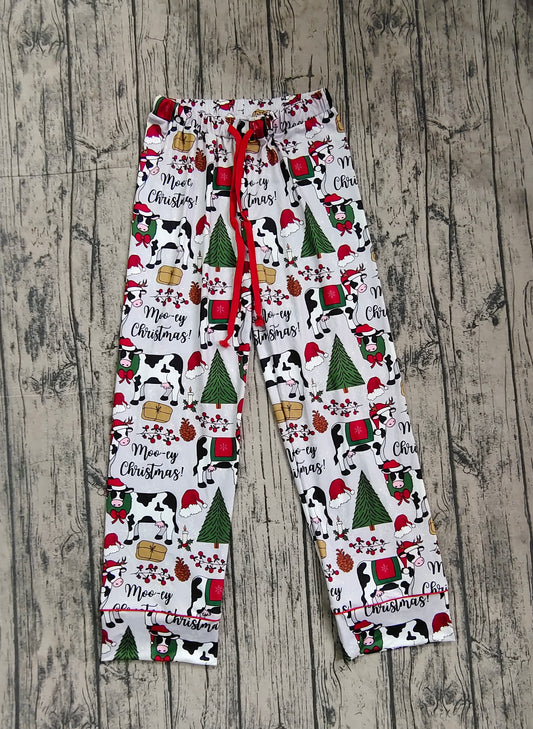 Adult Women Christmas Trees Cows Bottom Pants Pajamas
