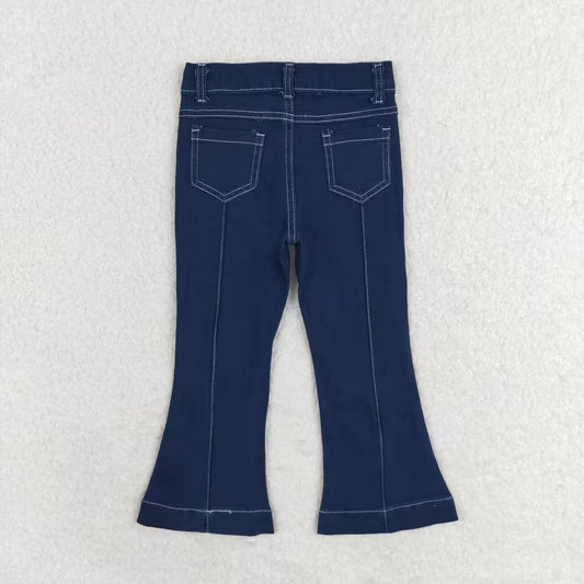 USA Shop Baby Girls Western Navy Line Bell Flare Denim Pants