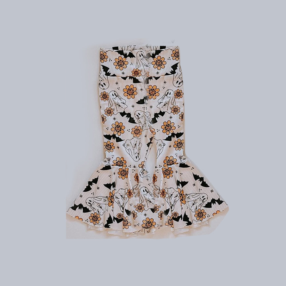 Baby Girls Halloween Flowers Ghost Bell Bottom Pants Preorder