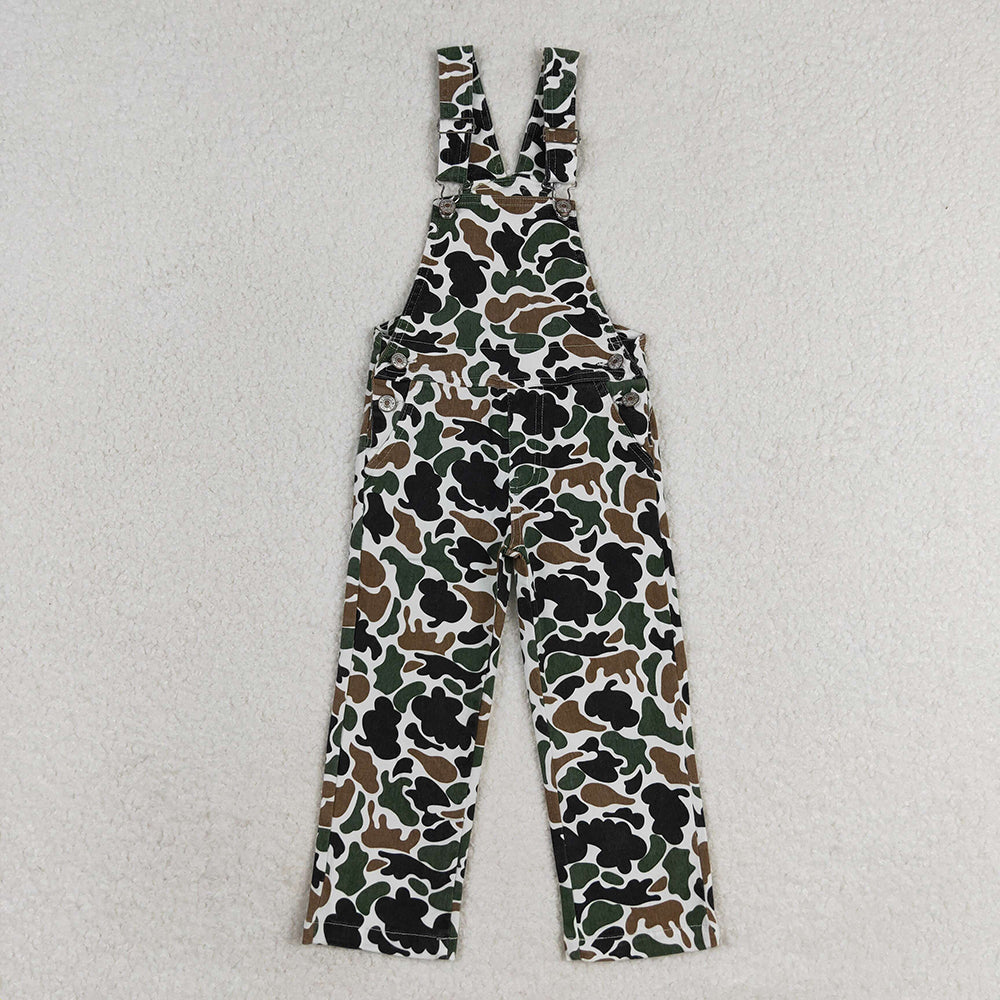 Sibling Boys Baby Girls Brown Camo Bell Denim Pants Jumpsuits