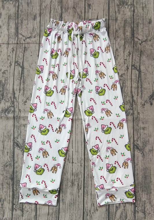 Adult Women Christmas Green Face Bottom Pants Pajamas