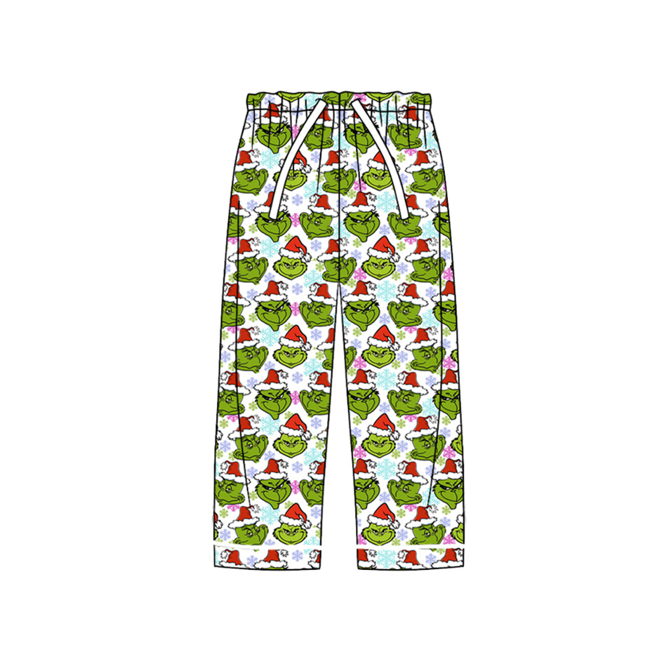 Adult Women Christmas Green Face Snowflakes Bottom Pants Pajamas Preorder