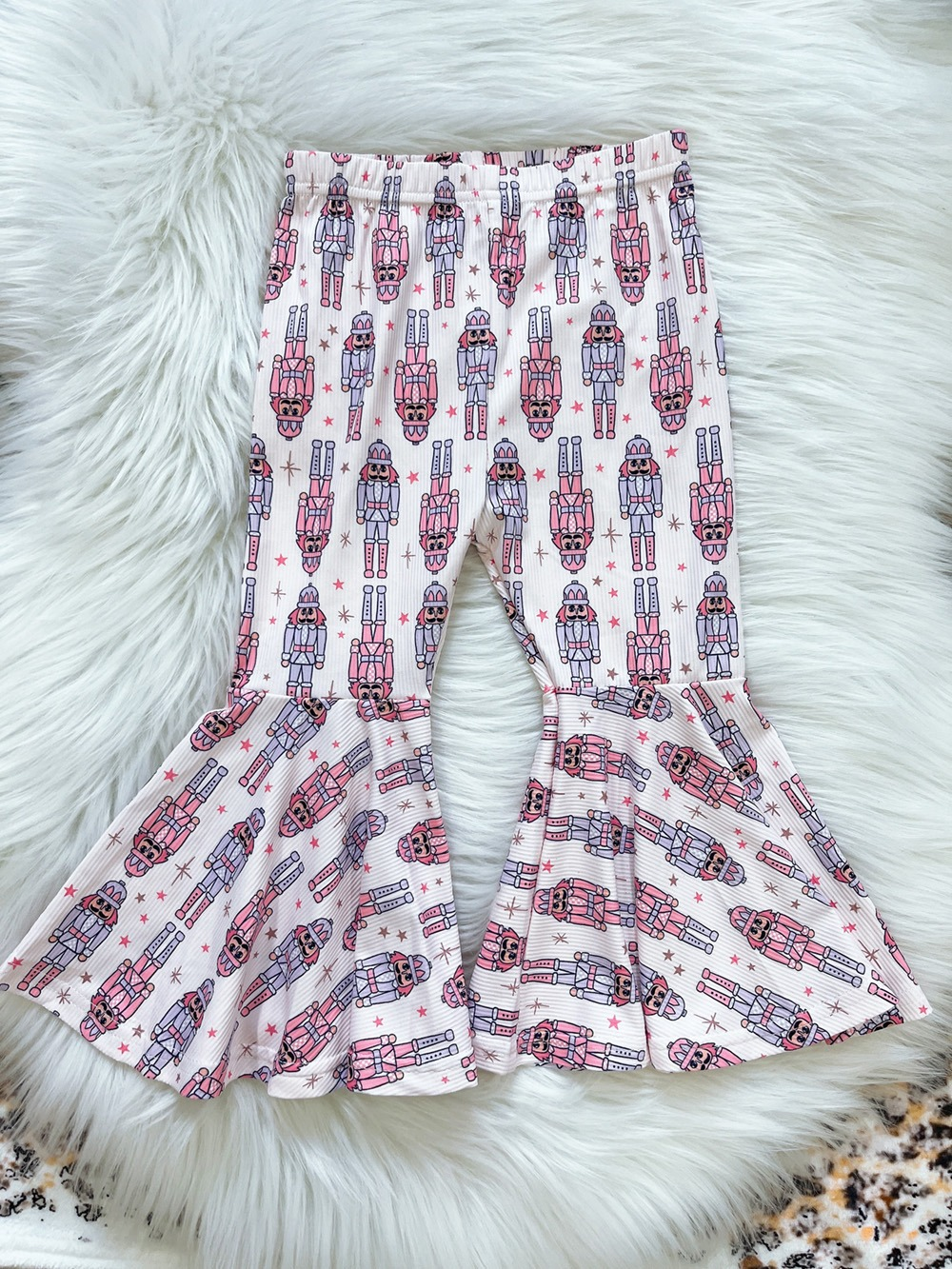 Preorder moq 5 Baby Girls Christmas Soldier Bell Bottom Pants