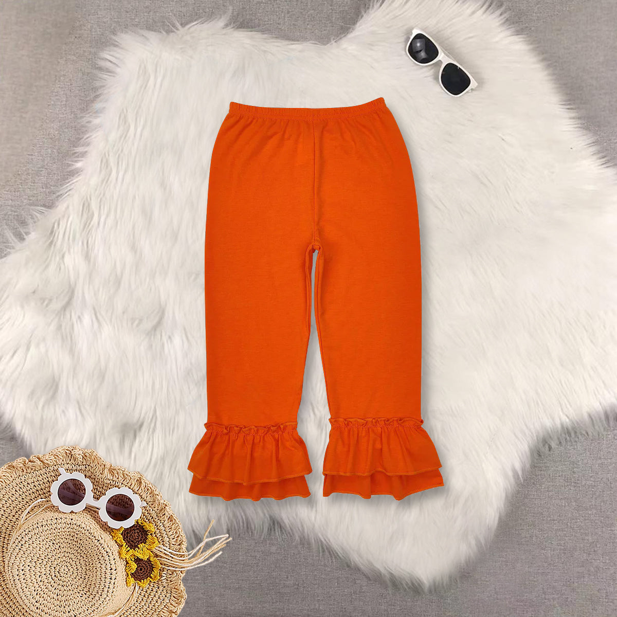 Sibling Baby Girls Triple Ruffle Cotton Pants