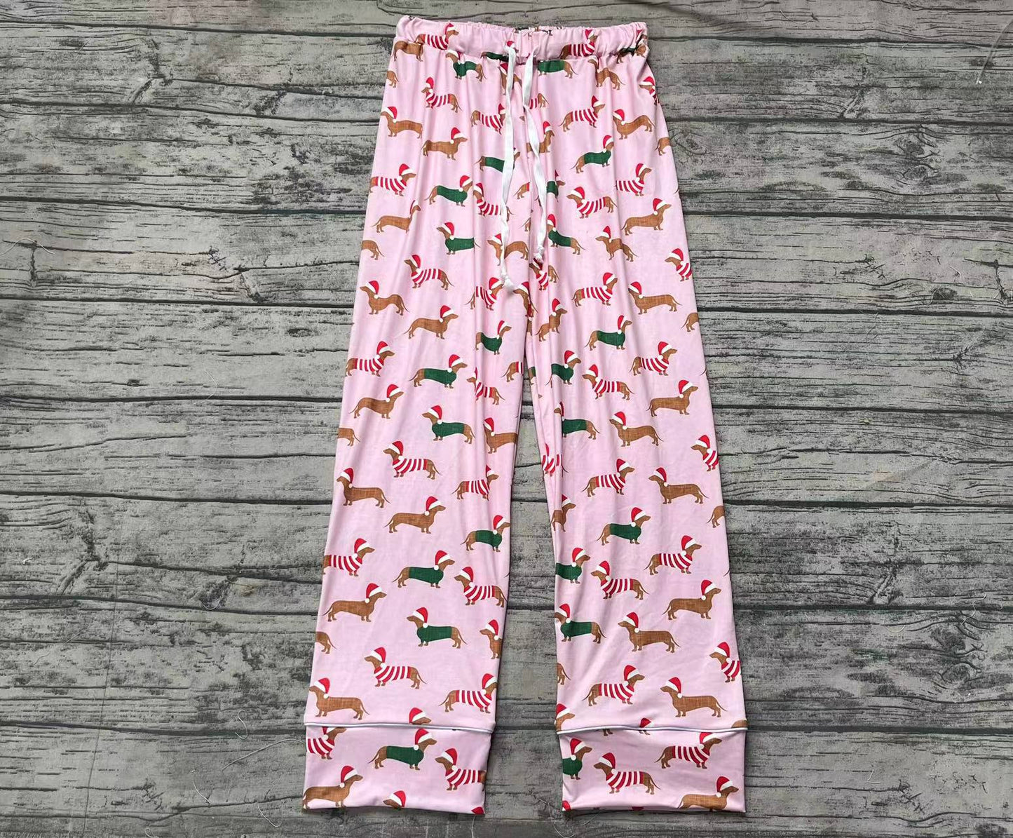 Adult Women Christmas Pink Dogs Bottom Pants Pajamas