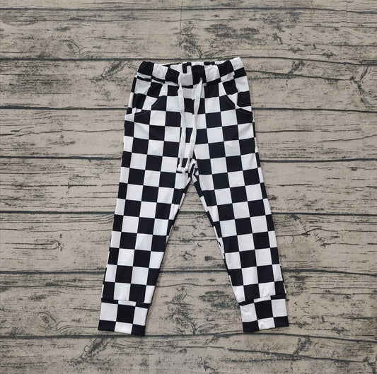 Baby Girls Black Checkered Jogger Pocket Pants