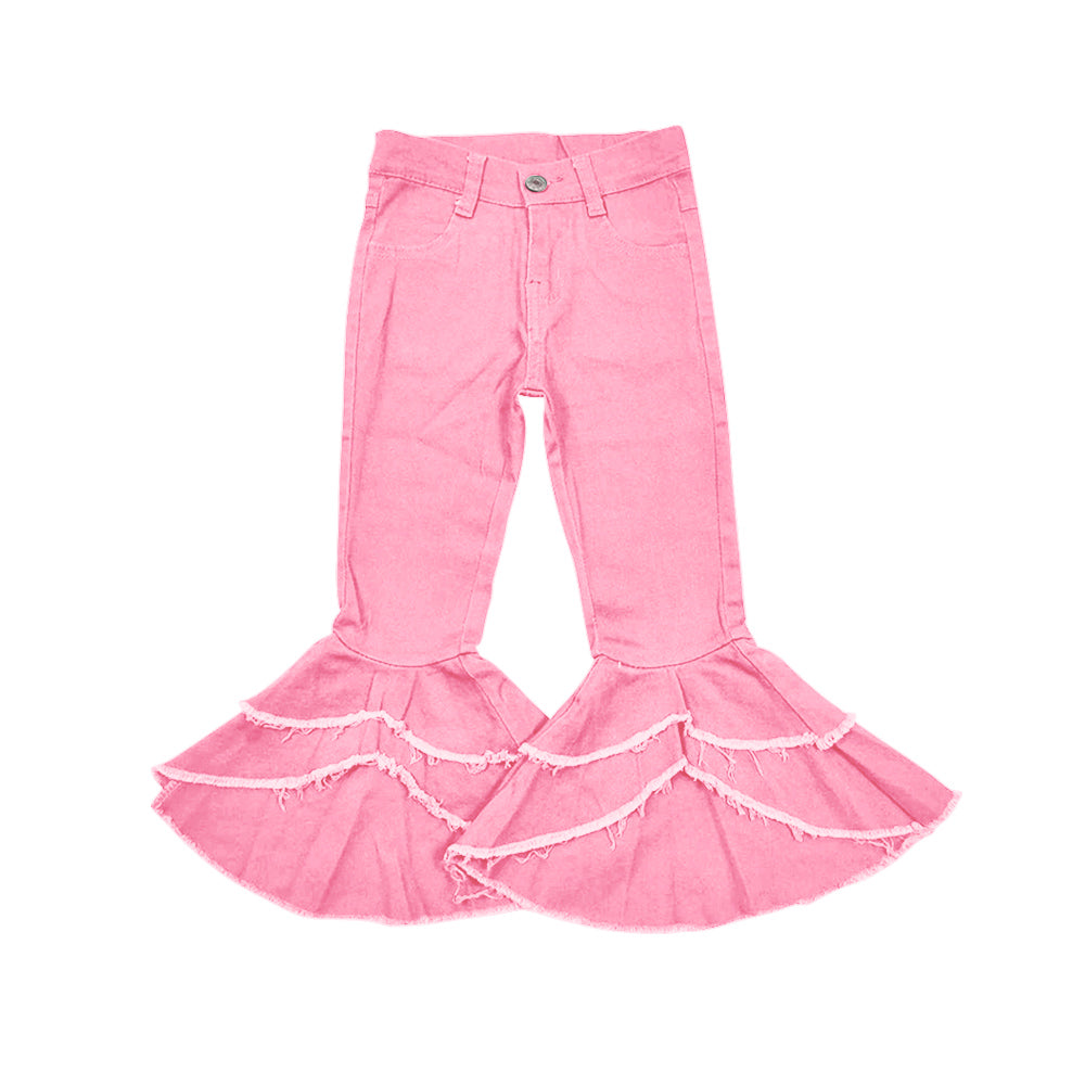Baby Girls Pink Ruffles Denim Flare Pants Jeans preorder