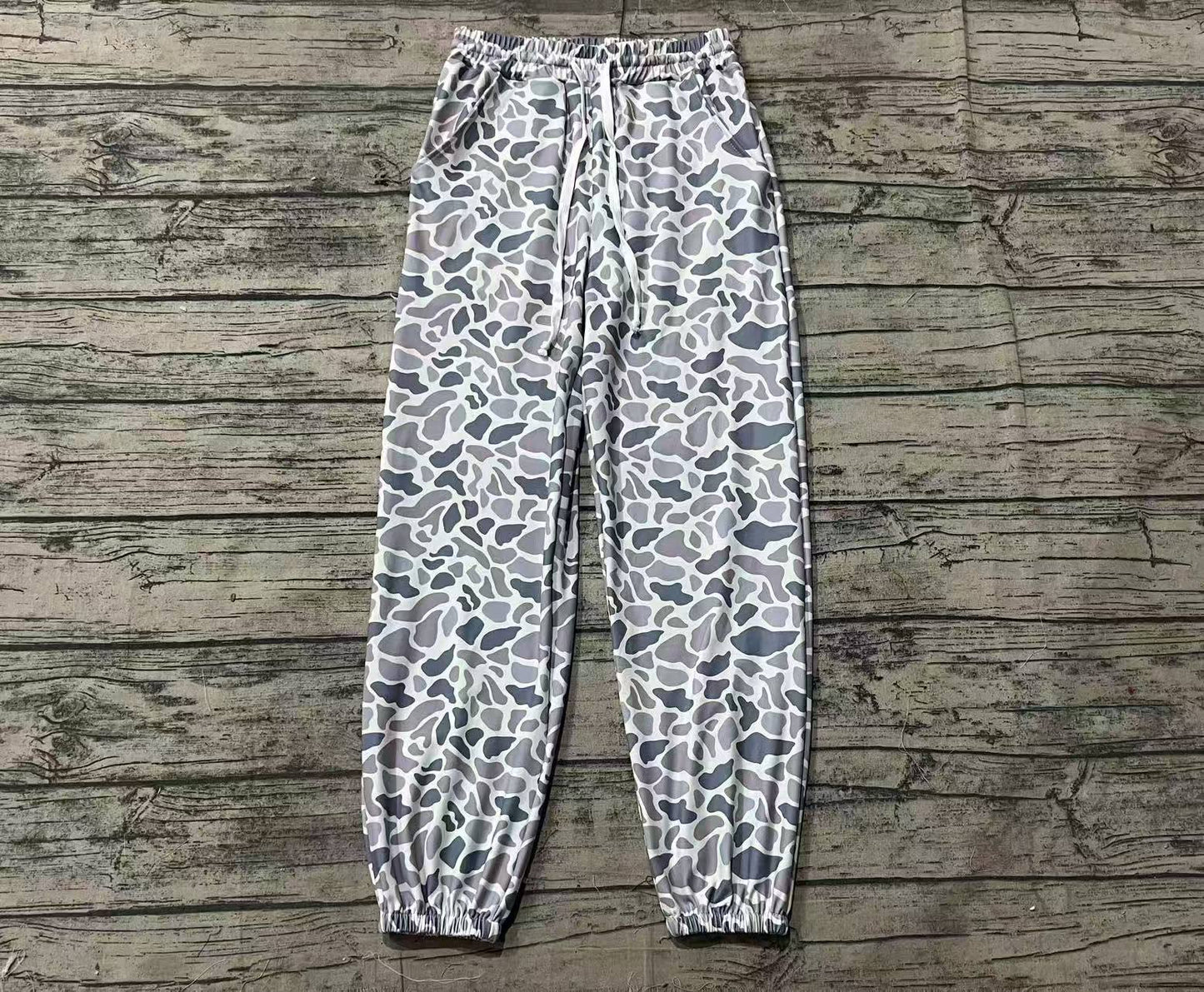 Adult Women Grey Camouflage Pocket Bottom Joggers Pants