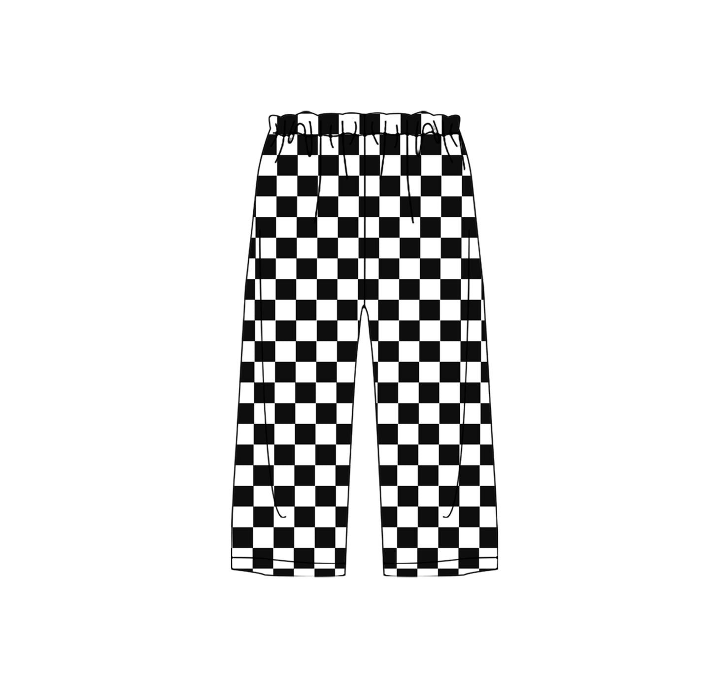 Baby Girls Black Checkered Bottoms Pants Preorder