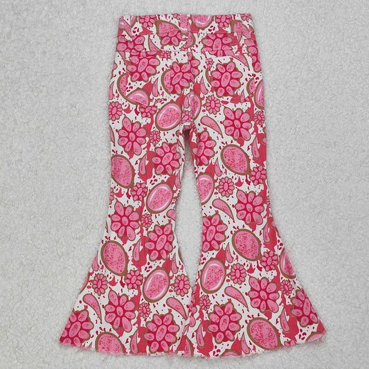 Baby Girls Pink Turquoise Denim Flare Pants Jeans