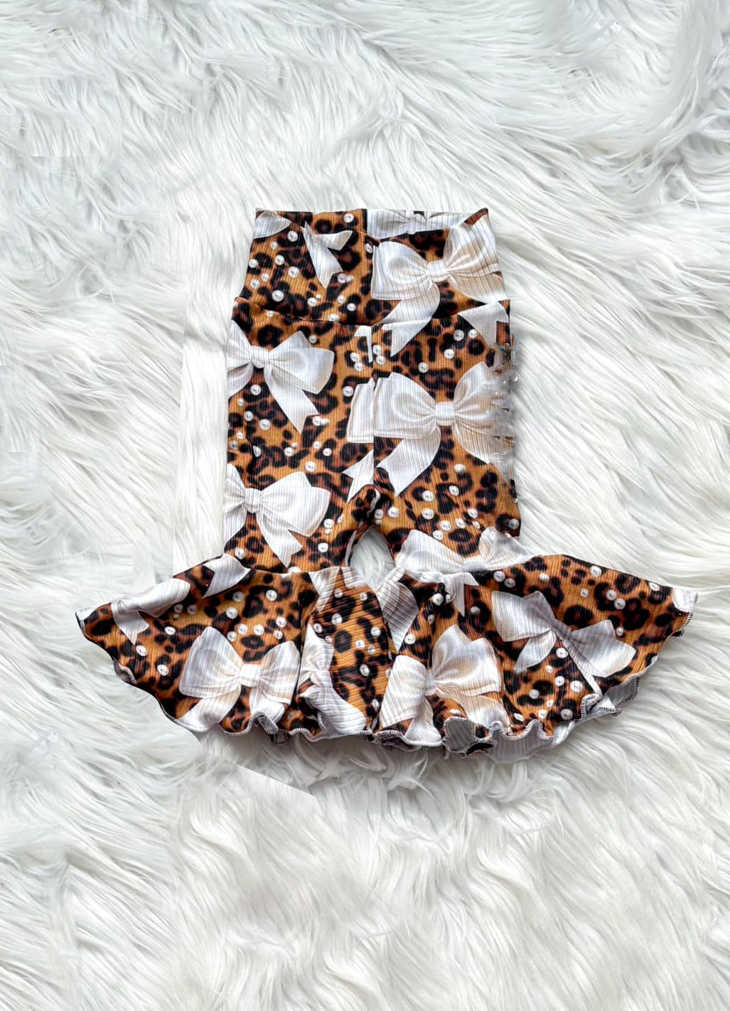 Baby Girls Leopard Pearl Bows Bell Pants Preorder