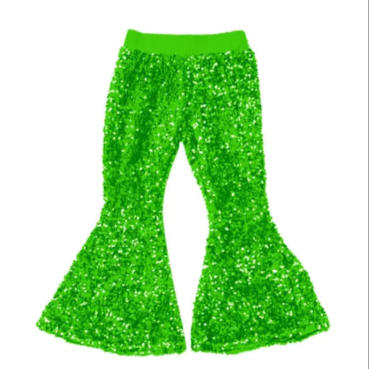 Baby Girls Green Sequin Bell Bottom Pant Preorder