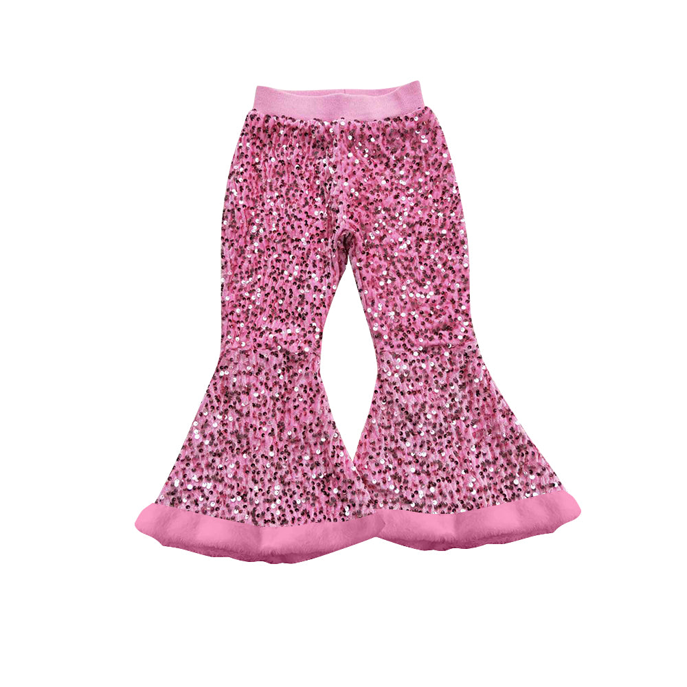 Baby Girls Pink Sequin Bell Bottom Pants Preorder