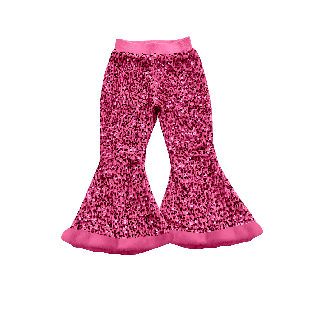 Baby Girls Hot Pink Sequin Bell Bottom Pants Preorder