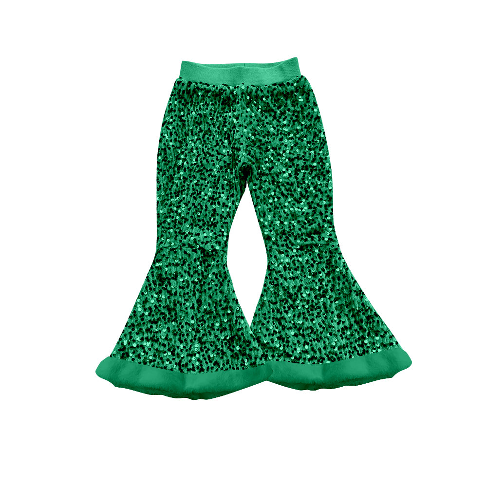 Baby Girls Green Sequin Bell Bottom Pants Preorder