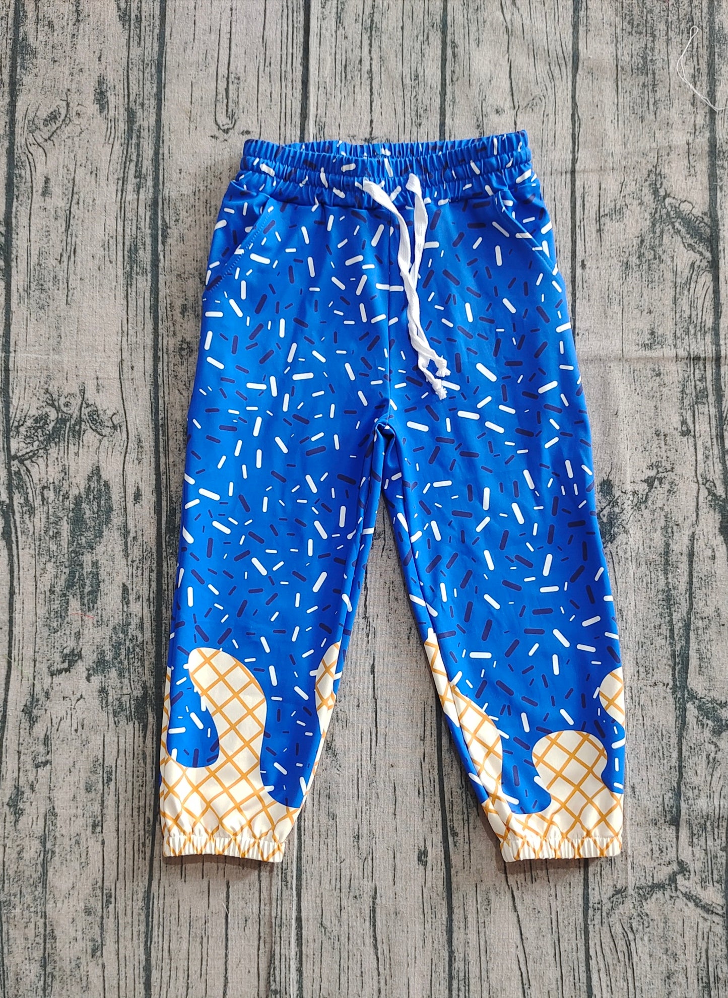 Baby Girls Hot Blue Sprinkles Drip Team Pockets Yoga Active Pants