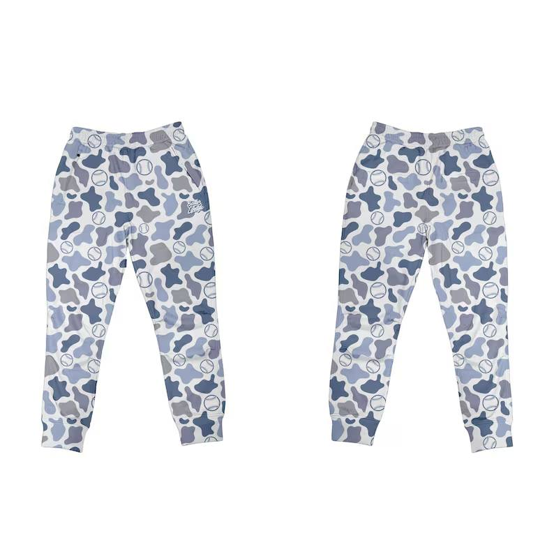 Baby Boys Blue Camo Baseballs Team Pockets Leggings Pants Preorder