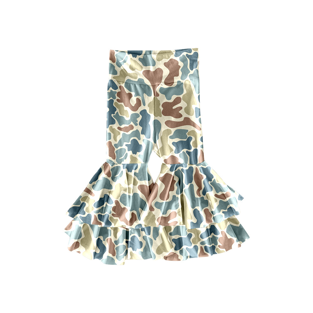 Baby Girls Yellow Blue Camo Yoga Bell Bottom Pants Preorder